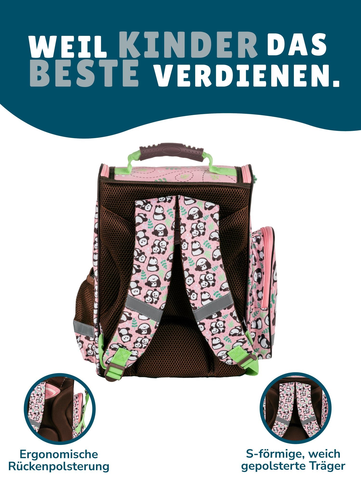 Familando Panda Bär Schulranzen Set 8-teilig, rosa - Schultasche ab. 1 Klasse