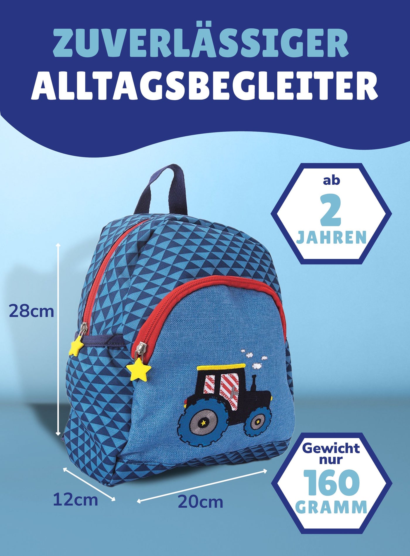 Kinder Rucksack Die Spiegelburg TRAKTOR für Kinder ab 2 Jahren; mit Brustgurt