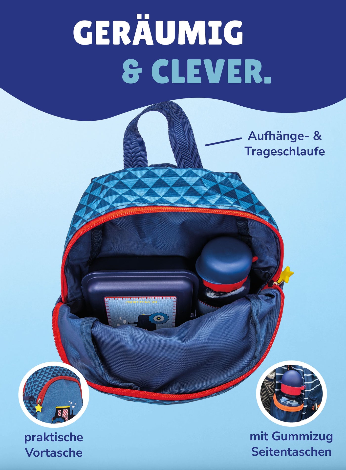 Kinder Rucksack Die Spiegelburg TRAKTOR für Kinder ab 2 Jahren; mit Brustgurt