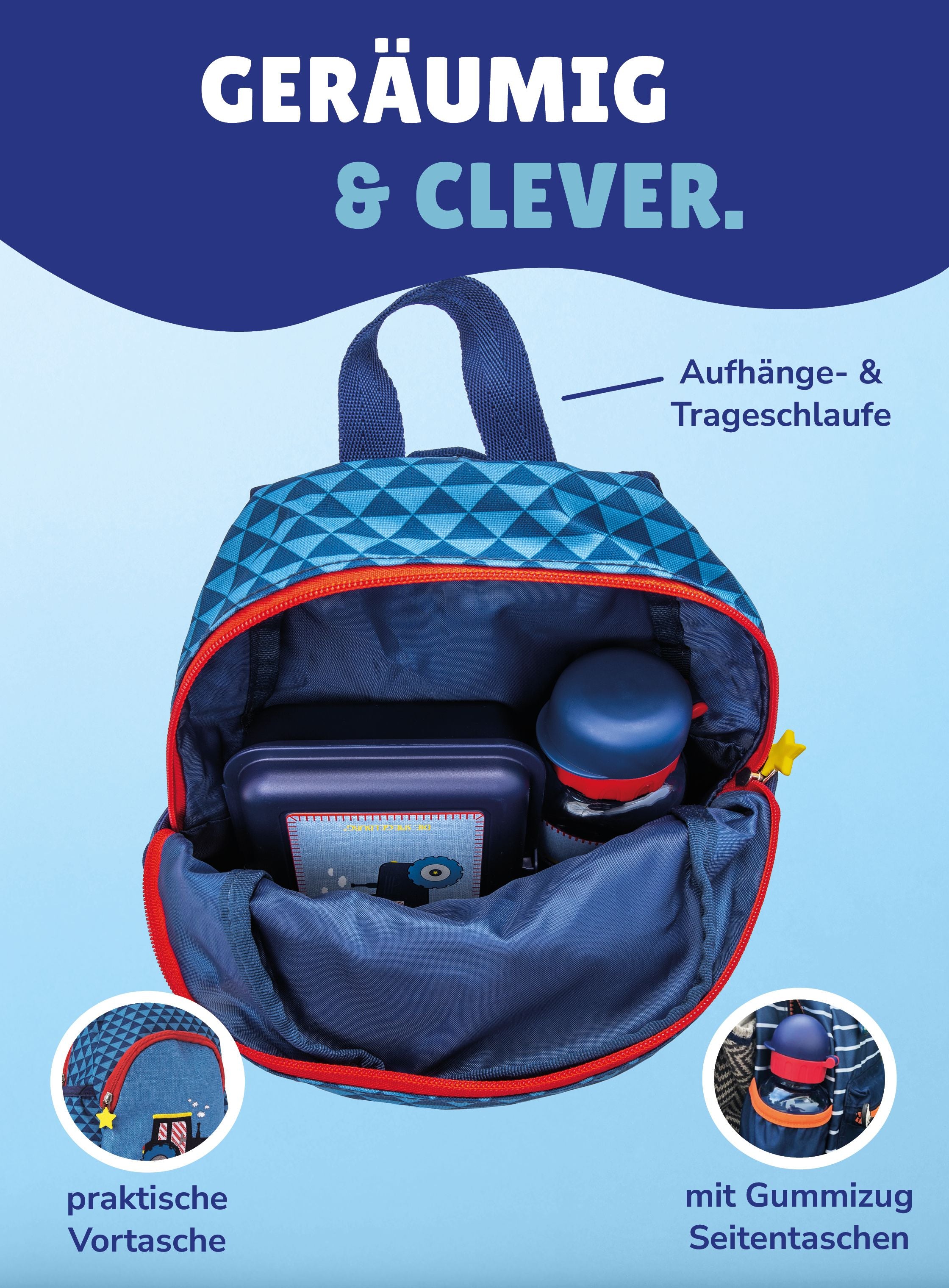 Kinder Rucksack Die Spiegelburg TRAKTOR für Kinder ab 2 Jahren; mit Brustgurt
