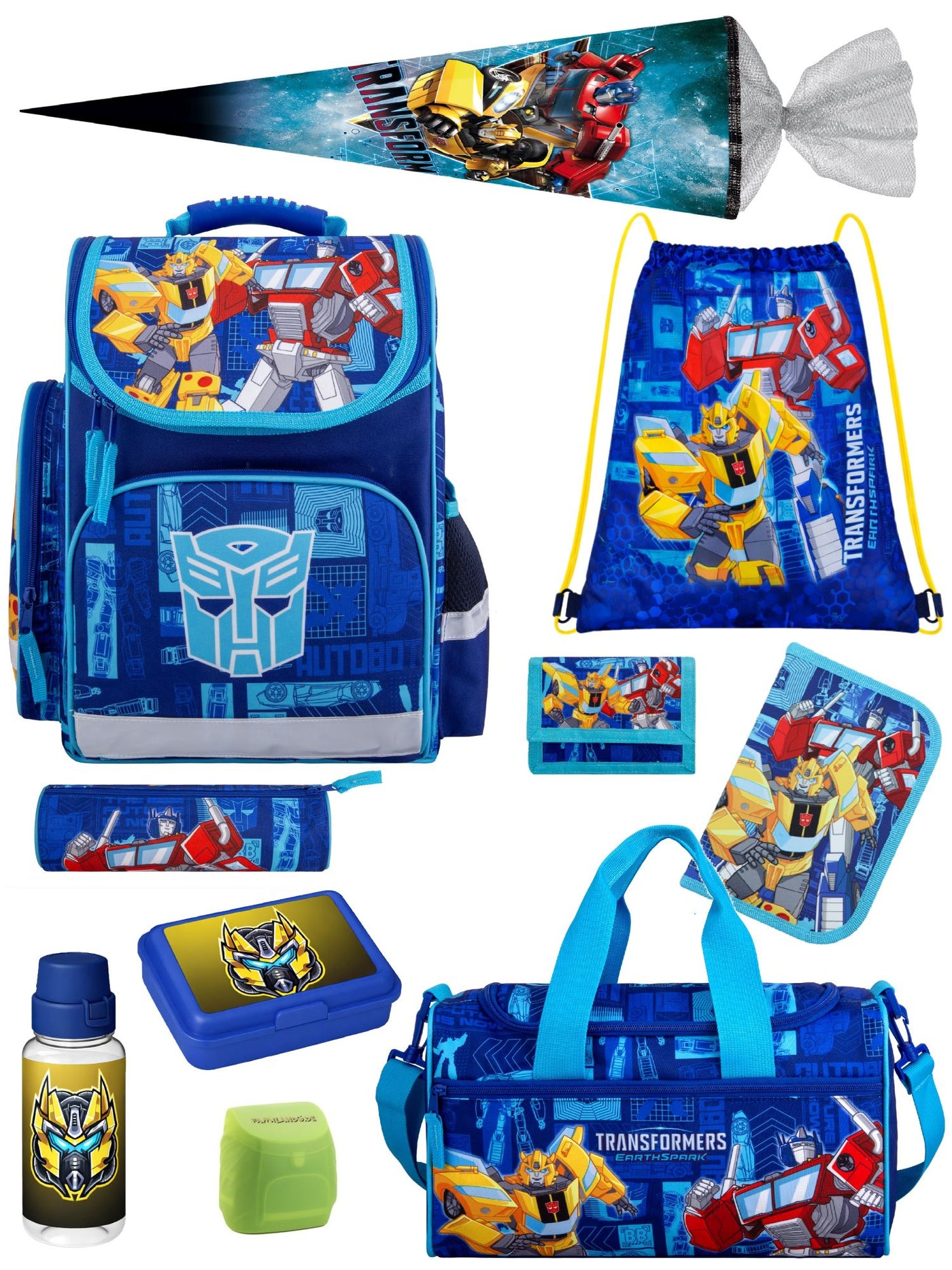 Transformers Schulranzen Set für Jungs und Mädchen 10-teilig mit Sporttasche und Schultüte