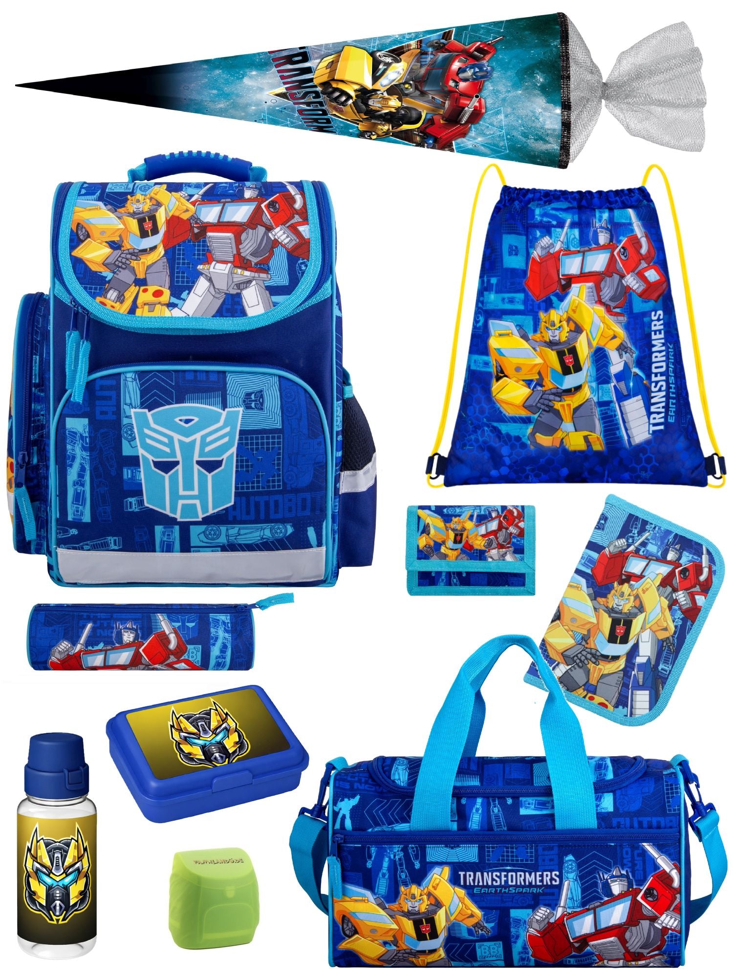 Transformers Schulranzen Set für Jungs und Mädchen 10-teilig mit Sporttasche und Schultüte