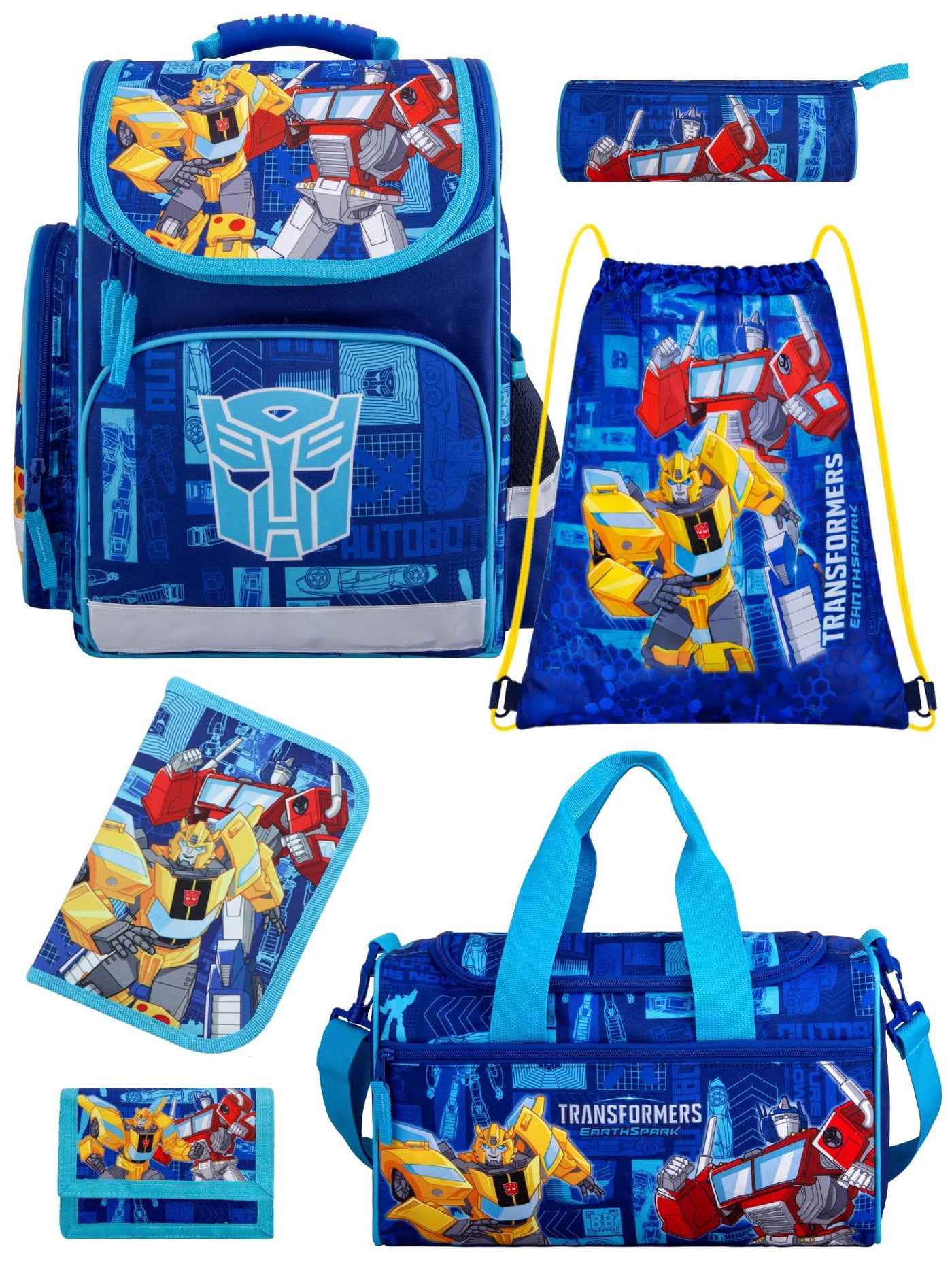 Transformers Schulranzen Set für Jungs und Mädchen 6-teilig mit Sporttasche