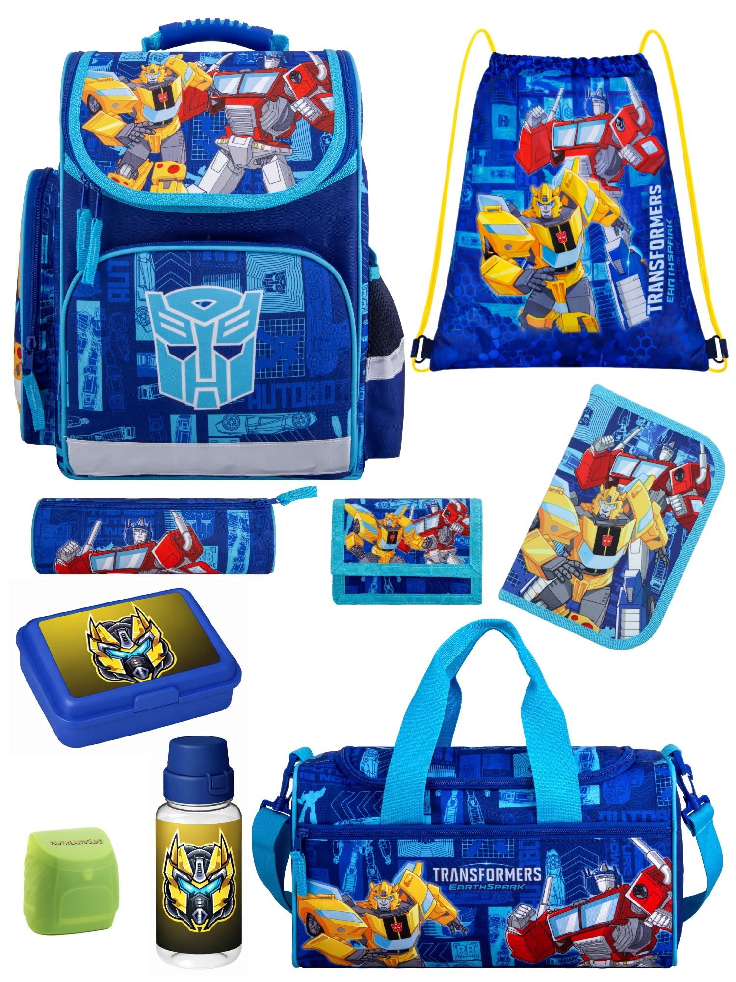 Transformers Schulranzen Set für Jungs und Mädchen 9-teilig mit Sporttasche