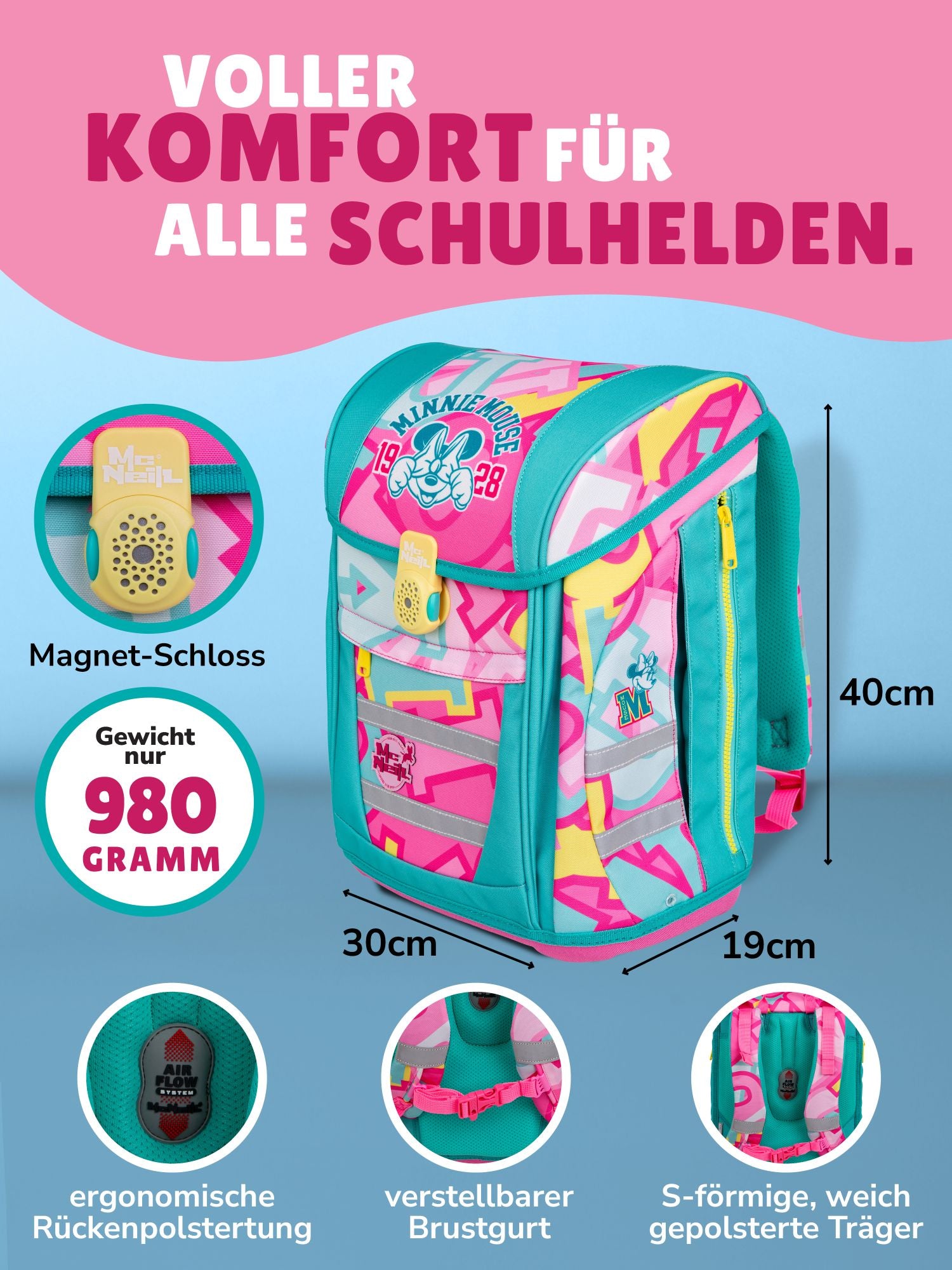 McNeill Schulranzen 1. Klasse Teneris Disney Edition Minnie Maus