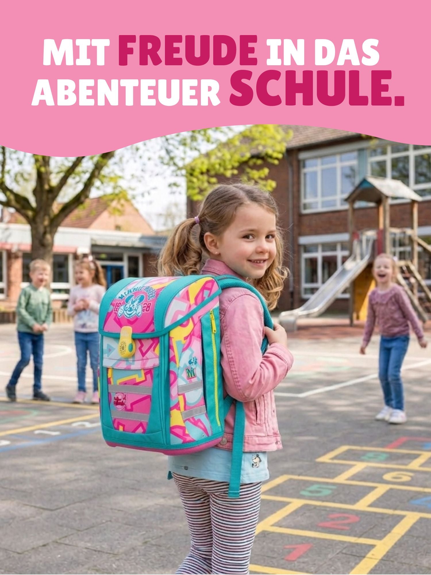Große Sporttasche rosa mit Minnie Mouse Motiv passend zum Schulranzen