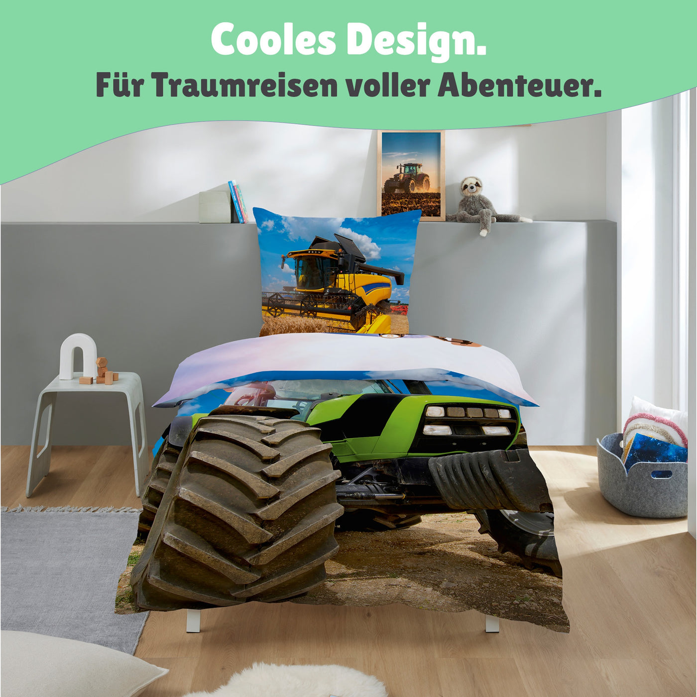 Größe und Lieferumfang des 2 teiligen Sets bestehend aus Deckenbezug 135x200 cm und Kissenbezug 80x80 cm