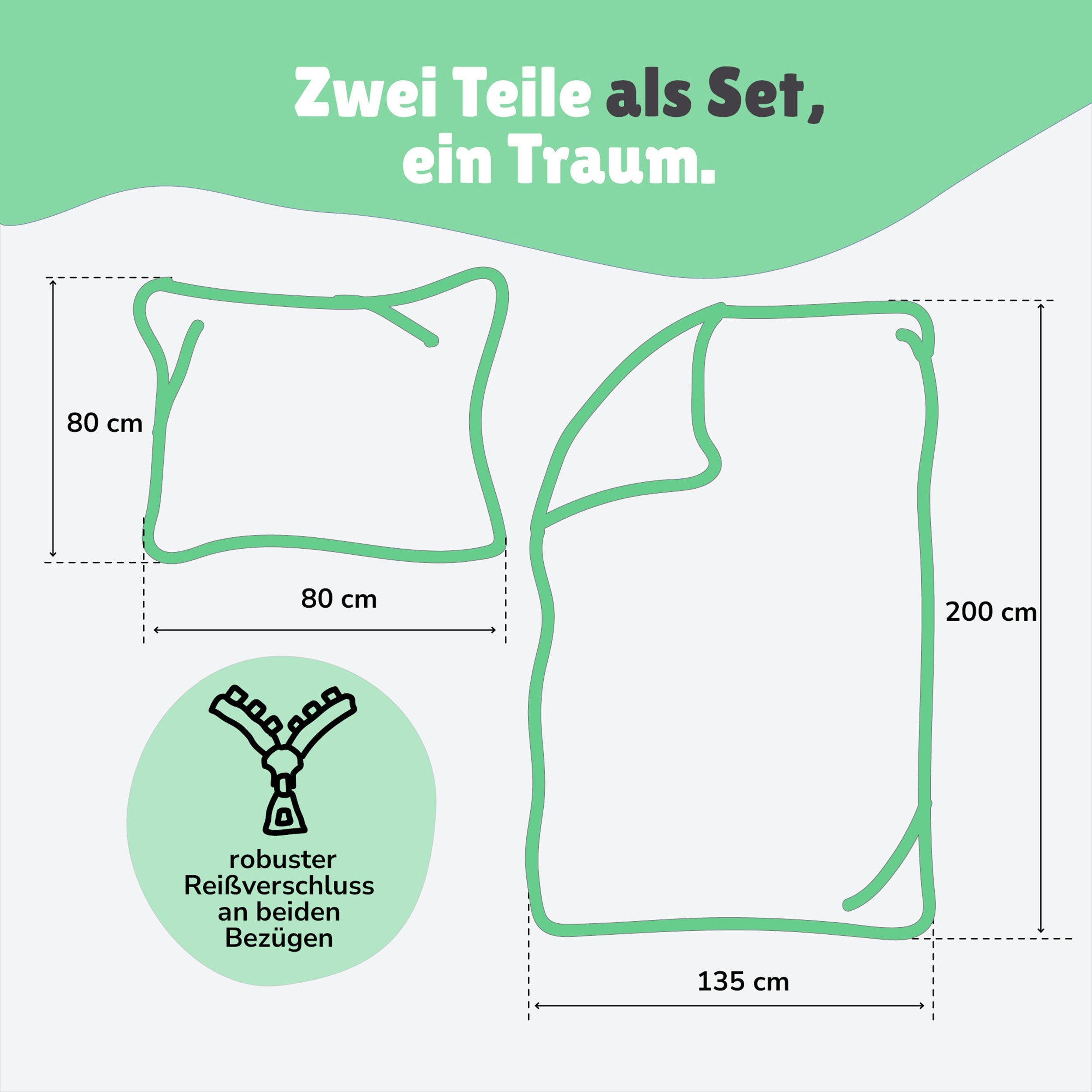 Traktor Bettwäsche Set mit Wendemotiv 2-teilig 135x200 80x80 cm - Renforcé Bettwäsche aus 100% Baumwolle mit Reißverschluss - Öko-Tex zertifiziert