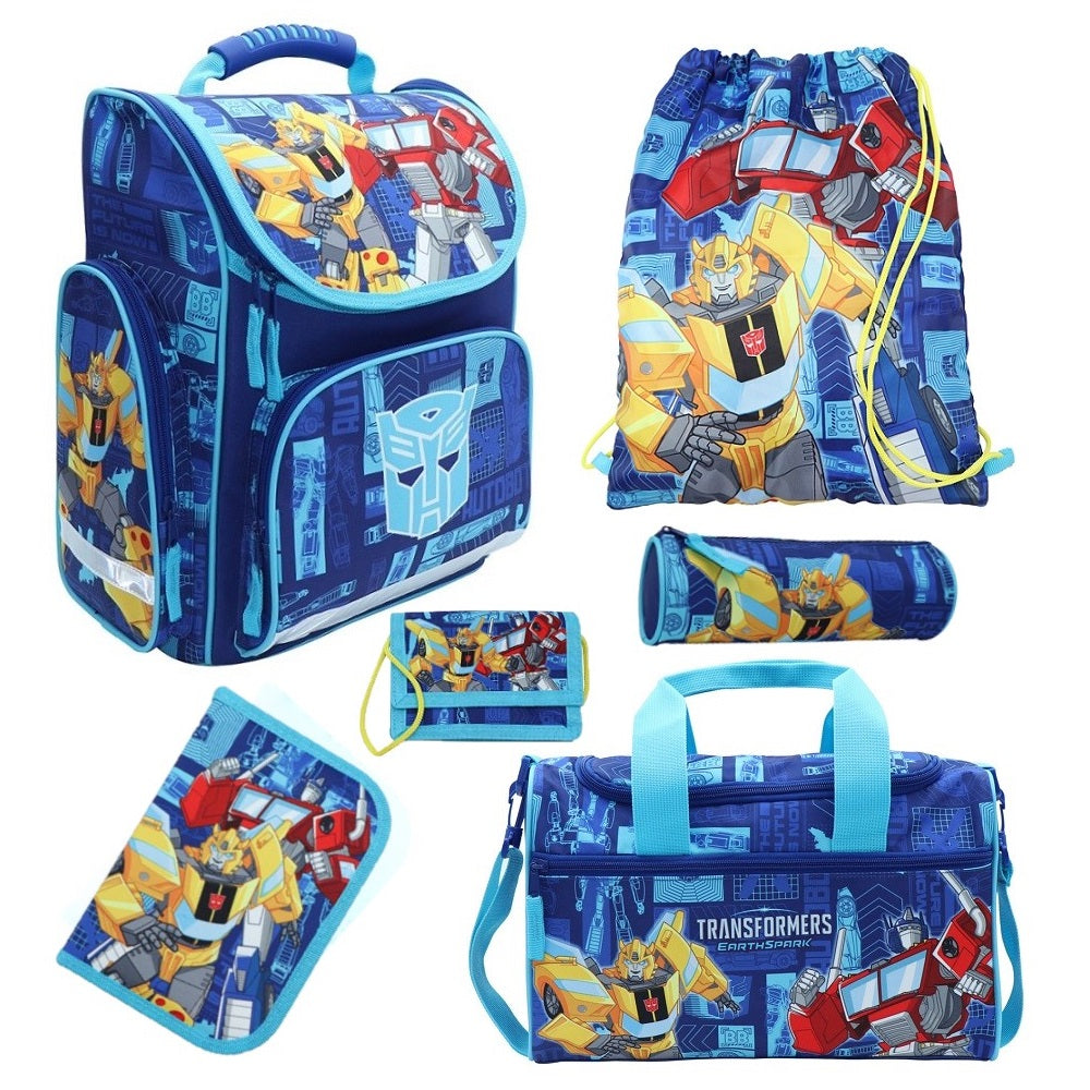 Transformers Schulranzen Set für Jungs und Mädchen 6-teilig mit Sporttasche