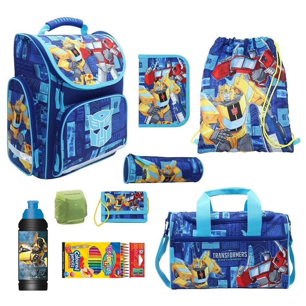 Transformers Schulranzen Set für Jungs und Mädchen 9-teilig mit Sporttasche