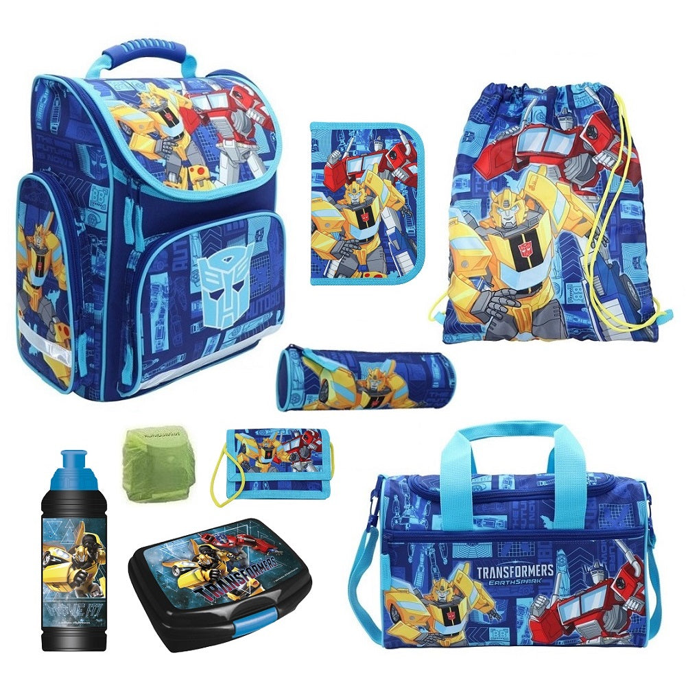 Transformers Schulranzen Set für Jungs und Mädchen 9-teilig mit Sporttasche