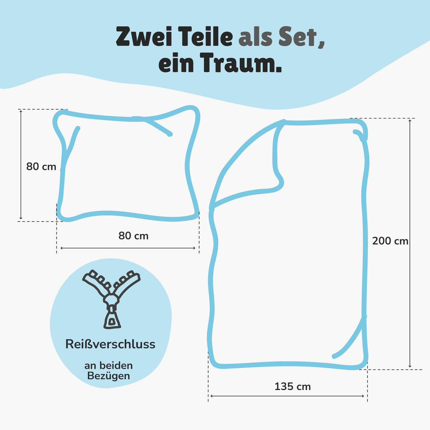 Traumfänger Bettwäsche Set 2-teilig, türkis, 135x200 80x80 cm - Bettwäsche, Öko-Tex aus 100% Baumwolle mit Reißverschluss