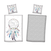 Traumfänger Bettwäsche Set 2-teilig, grau, 135x200 80x80 cm - Bettwäsche, Öko-Tex aus 100% Baumwolle mit Reißverschluss