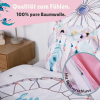 Infotafel + Detailansicht Reißverschluss an beiden Bezügen