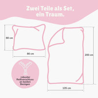 Infotafel Lieferumfang des 2-teiligen Sets bestehend aus Deckenbezug 135x200 cm und Kissenbezug 80x80 cm