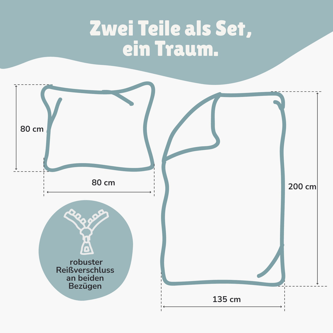 Traumfänger Bettwäsche Set 2-teilig, türkis, 135x200 80x80 cm - Bettwäsche, Öko-Tex aus 100% Baumwolle mit Reißverschluss
