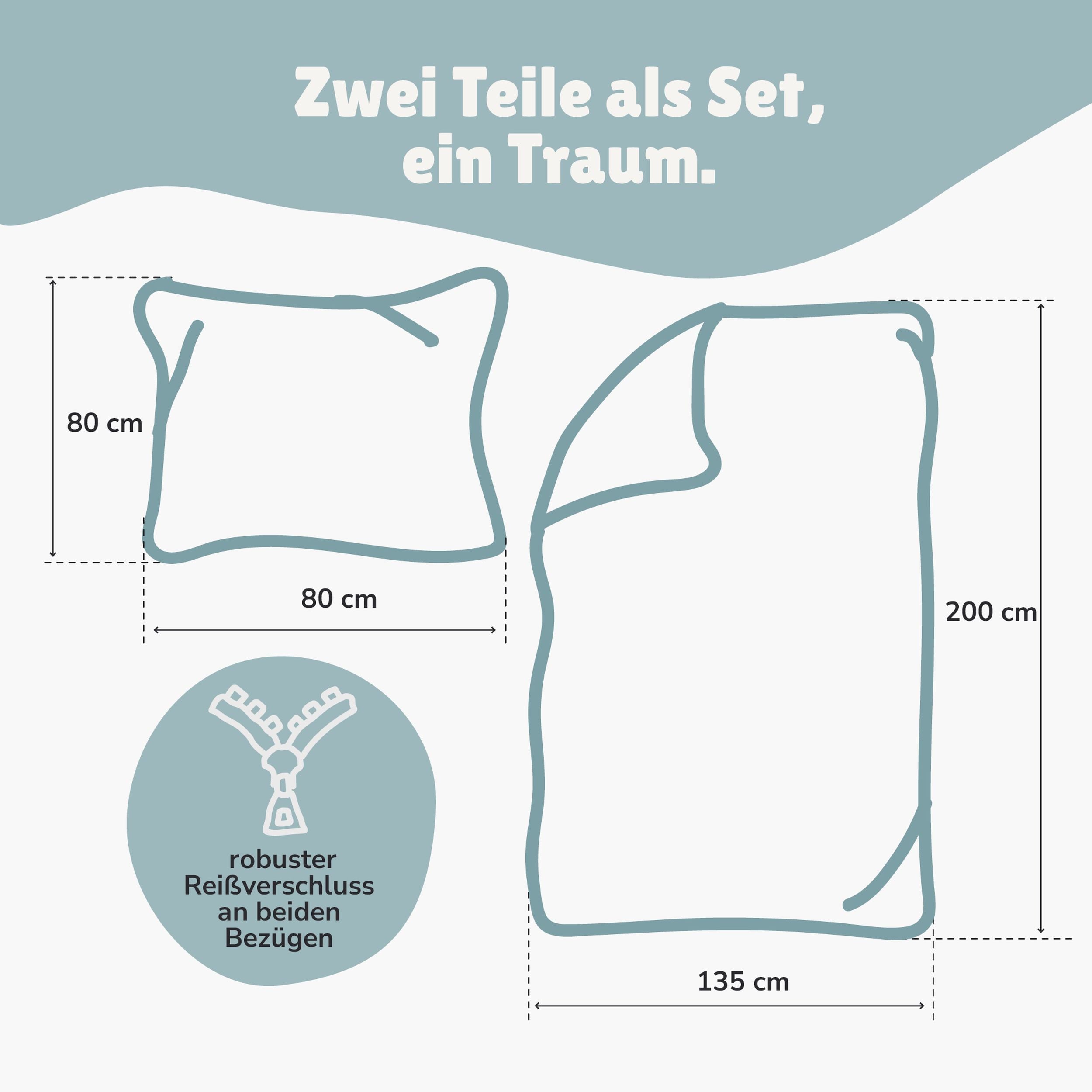 Traumfänger Bettwäsche Set 2-teilig, türkis, 135x200 80x80 cm - Bettwäsche, Öko-Tex aus 100% Baumwolle mit Reißverschluss