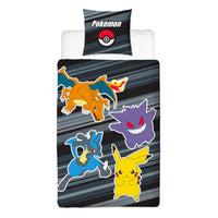 Pokémon Bettwäsche Set 2-teilig Motiv Fire - Deckenbezug 135x200 Kissenbezug 80x80 cm - Pokemon Microfaser Kinderbettwäsche mit Reißverschluss