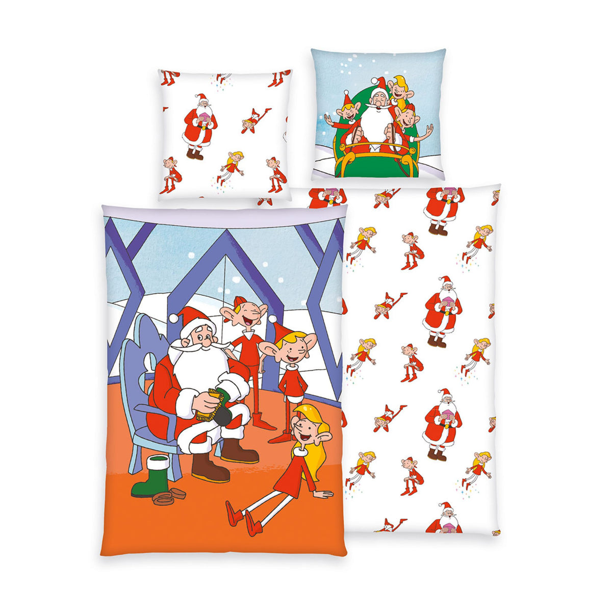 WUCK Weihnachtsmann & Co.KG Kinder Bettwäsche Set 135x200 80x80 cm aus 100% Baumwolle