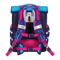 McNeill Schulranzen mit Einhorn "Lilly" Rückansicht mit Hüft- und Brustgurt, sowie gepolstertem Rückenbett