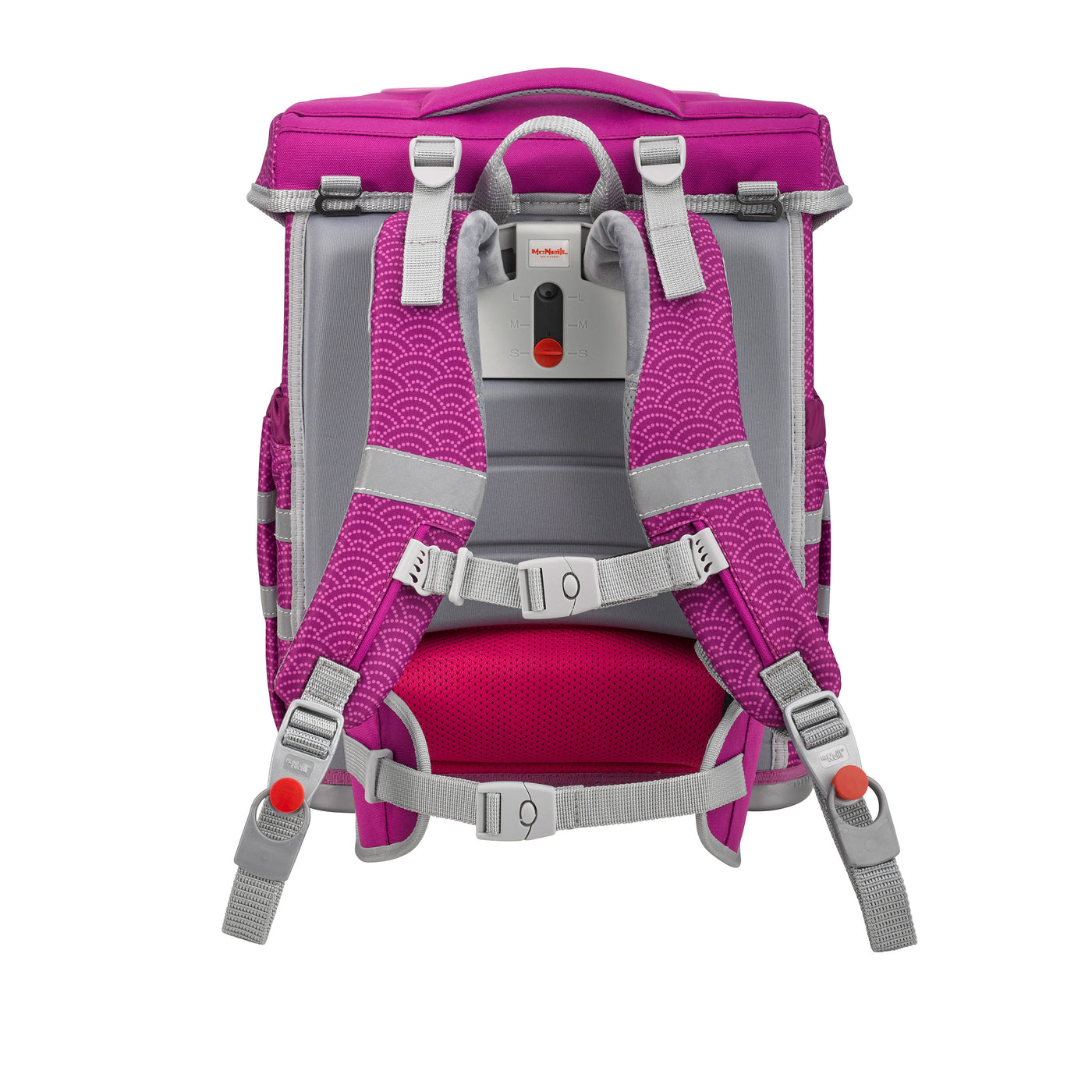 McNeill Schulranzen Ergo Complete Rückansicht mit verstellbaren Schultergurten Rückenpolster und Hüftgurt