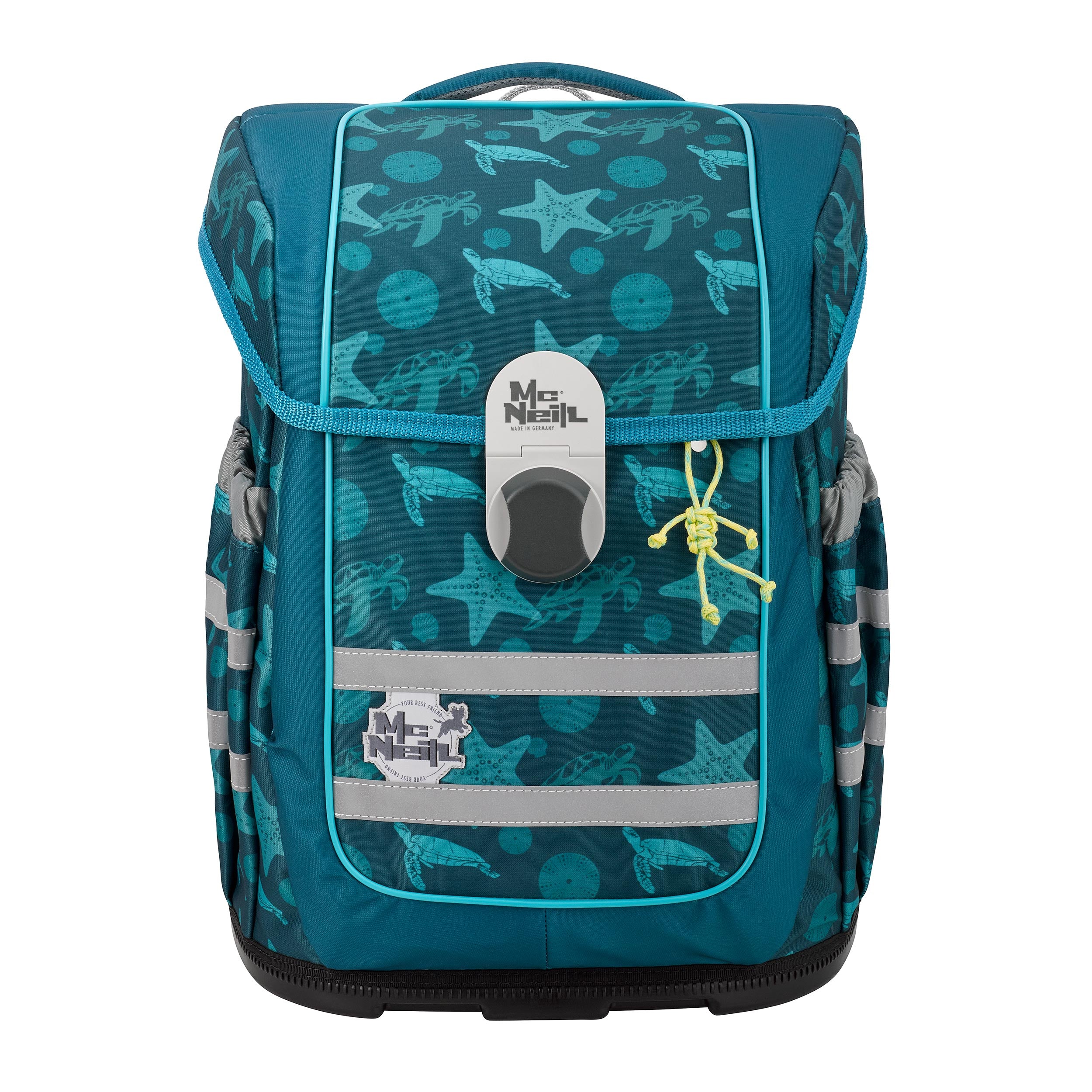 McNeill Schulranzen Ergo Complete mit Wal Motivmagnet in Türkis Frontansicht