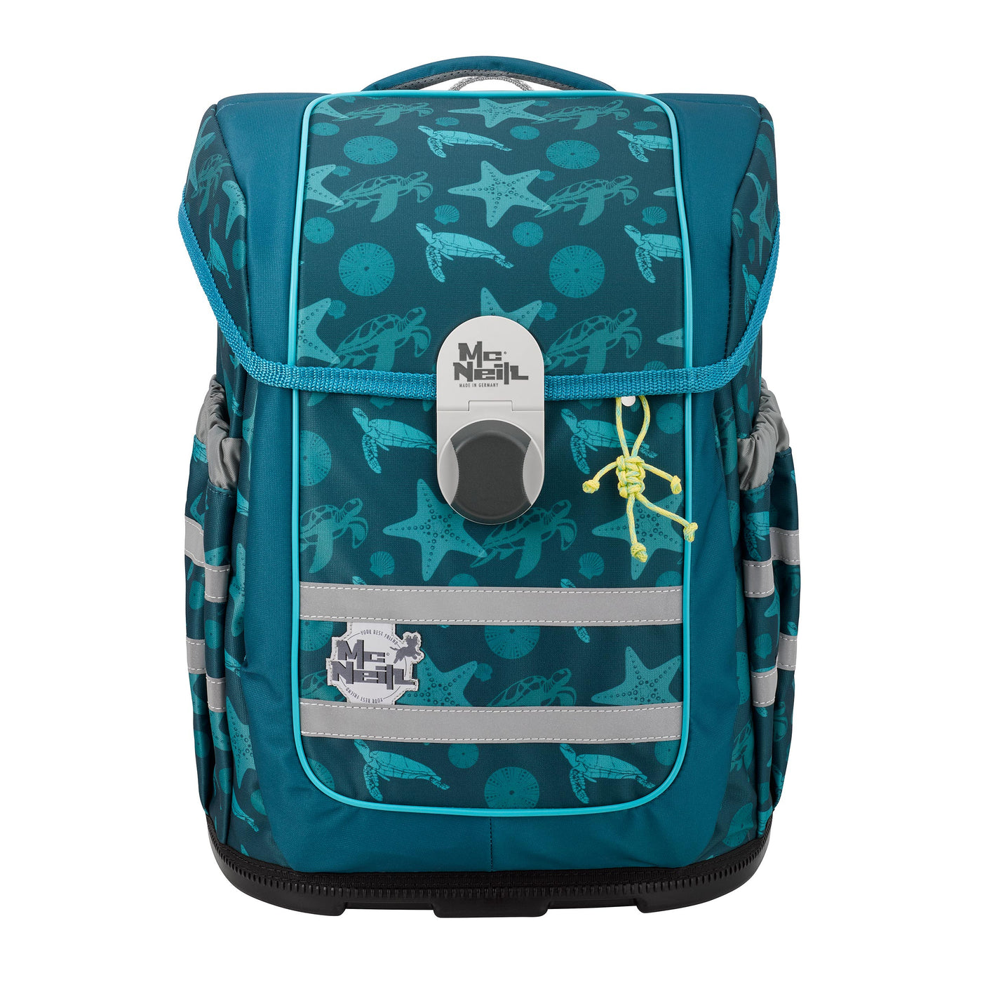 McNeill Schulranzen Ergo Complete mit Wal Motivmagnet in Türkis Frontansicht