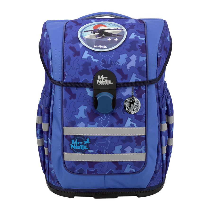 Blauer McNeill Schulranzen Ergo Complete mit Ninja Motivmagnet 10-teilig mit Sporttasche und Ninja Schultüte