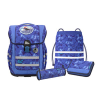 Blauer McNeill Schulranzen Ergo Complete im 5 teiligen Set mit Federmappe, Turnbeutel, Schlamperetui und Motivmagnet