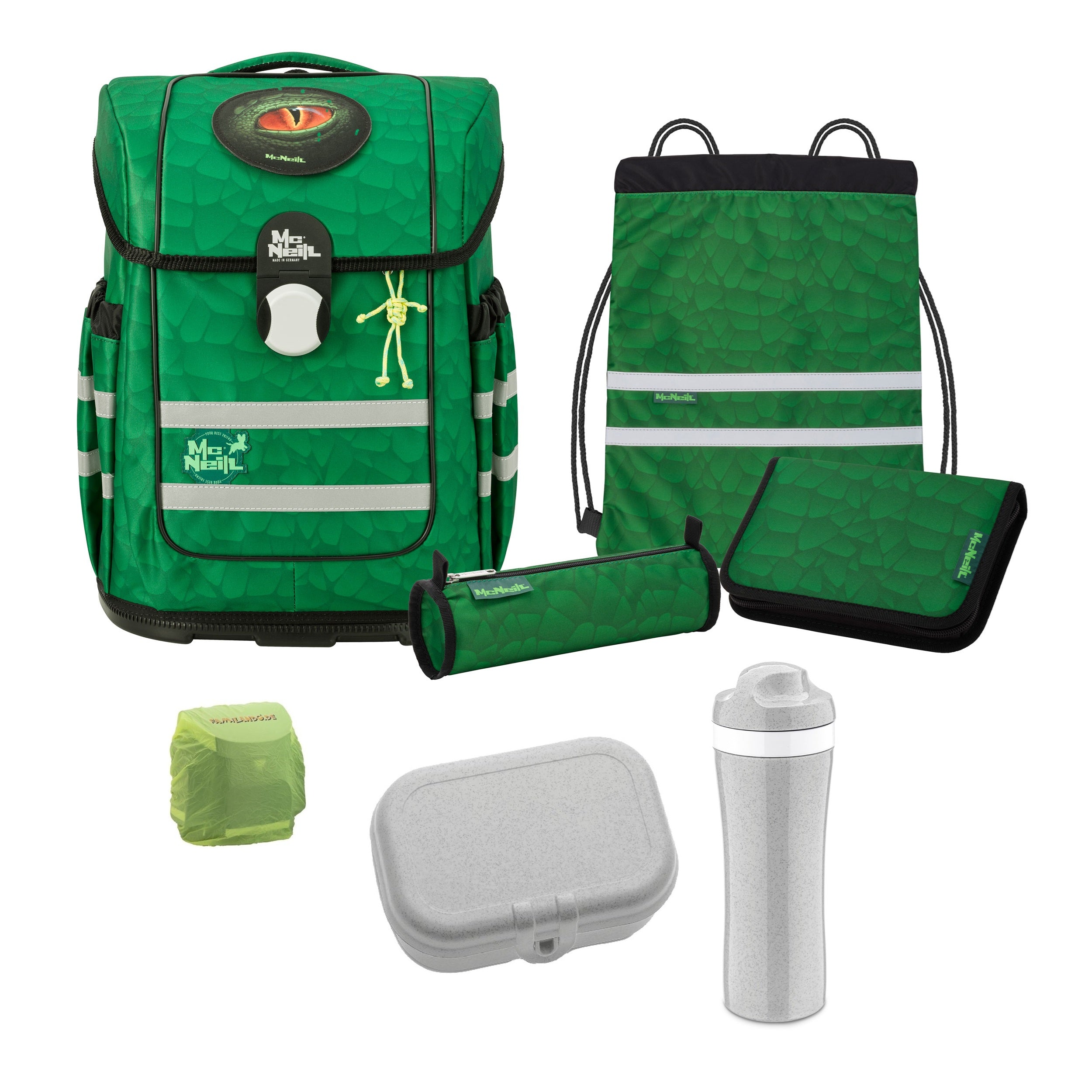 McOcean Legu Schulranzen Set 8-teilig mit Koziol Brotdose und Trinkflasche