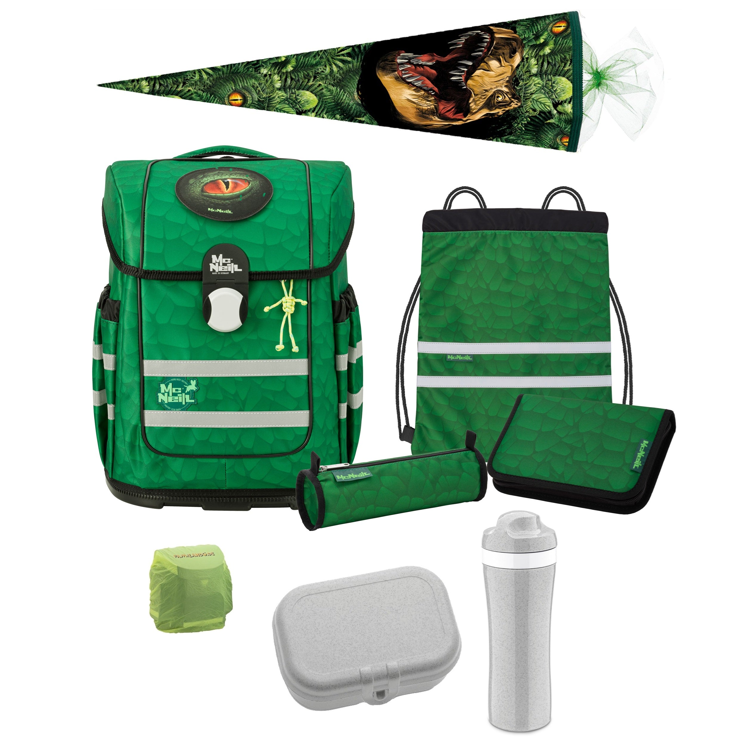 McOcean Legu Schulranzen Set 9-teilig mit Koziol Lunch-Set und Schultüte