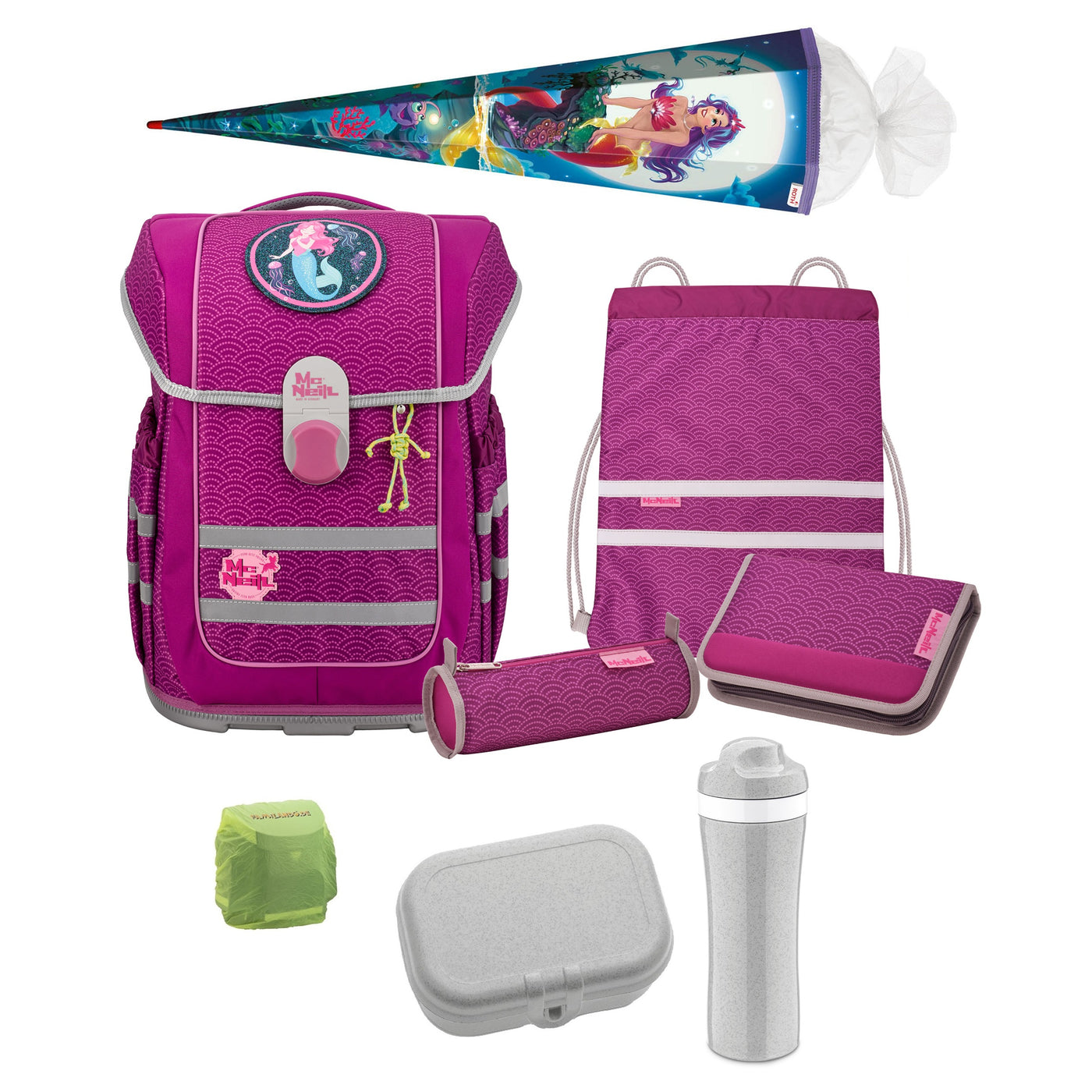 McOcean Puntopink Schulranzen Set 8-teilig mit Koziol Lunch-Set und Roth Schultüte